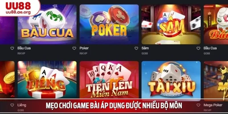 Mẹo chơi game bài áp dụng được nhiều bộ môn